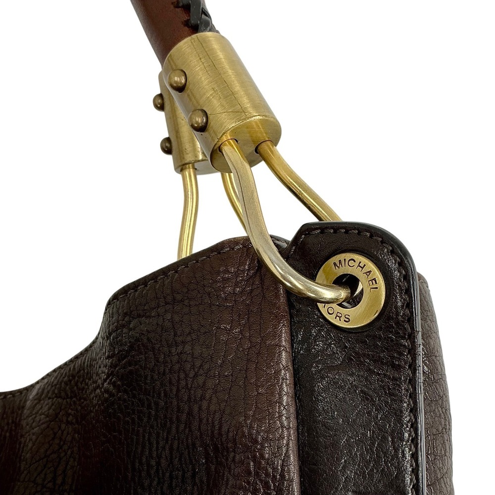 VTG Michael Kors Studded Leather Hobo Dark Brown Bag Gold Hardware Italy Made‎ - Picture 14 of 16